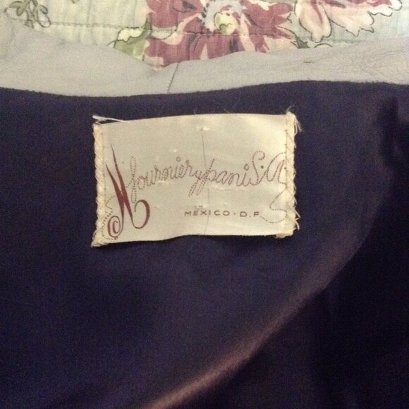 Vintage 1940s or 1950s Suede Princess Coat with Leather Collar and Cuffs - Picture 8 of 9